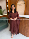 Party wear 3 Piece Set In Imported Coral Crush - Dark Coffee Brown(4115A) - Coffee Brown / M