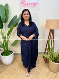Party wear 3 Piece Set in Mul Chanderi - Dark Blue (4128B) - Dark Blue / M