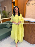 Premium 3 Piece Set in Cotton Kota - Light Yellow(4122C) - Light Yellow / L