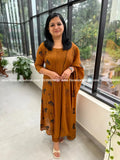 Premium 3 Piece Set In Mul-Chanderi - Mustard Brown(4138B) - Mustard Brown / M