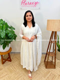 Premium 3 Piece Set In Mul-Chanderi - Off-white (4002) - Off-White / M