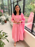 Premium 3 Piece Set In Pure Mul Chanderi - Pink (3730) - Pink / M