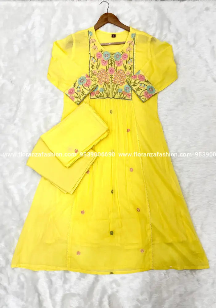 Premium 3 Piece Set In Soft Mul-Cotton - Bright Yellow(3379H) - Bright Yellow / XL