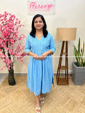 Premium Kurti in Hakoba-Sky Blue(3934) - sky blue / L