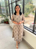 Premium Kurti In Mul-Chanderi - Grey n Ash (3984D) - Grey / M