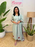 Premium Party wear 3 Piece Set in Mul-Chanderi - Light Pastel green (4079A) - LIGHT PASTEL GREEN / M