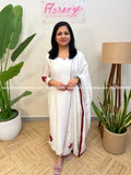 Premium Party wear 3 Piece Set in Mul-Chanderi - Milky White (4079D) - Milky White / M