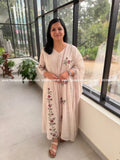 Premium Party wear 3 Piece Set In Mul-Chanderi - Off-white mix Chiku (4098E) - Off-White mix Chiku / M