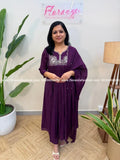 Premium Party wear 3 Piece Set In Mul-Chanderi - Purple (4092B) - Purple / M