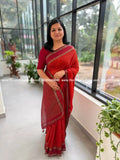 Semi Jute Saree - Brick Orange(4123A) - Brick Orange