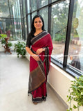 Semi Jute Saree - Maroon(4123B) - Maroon