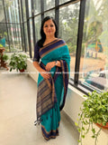 Semi Jute Saree - Peacock (4155) - PEACOCK