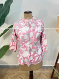 Short Kurti in Cotton - Pink n white (1004D) - Pink n White / M