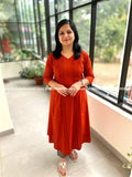 Top n Bottom Set in Cotton - Brick Orange (3952A) - Brick Orange / M
