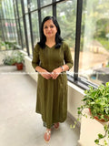 Top n Bottom Set in Cotton - Dark Mehandi Green (3952B) - Mehandi Green / M