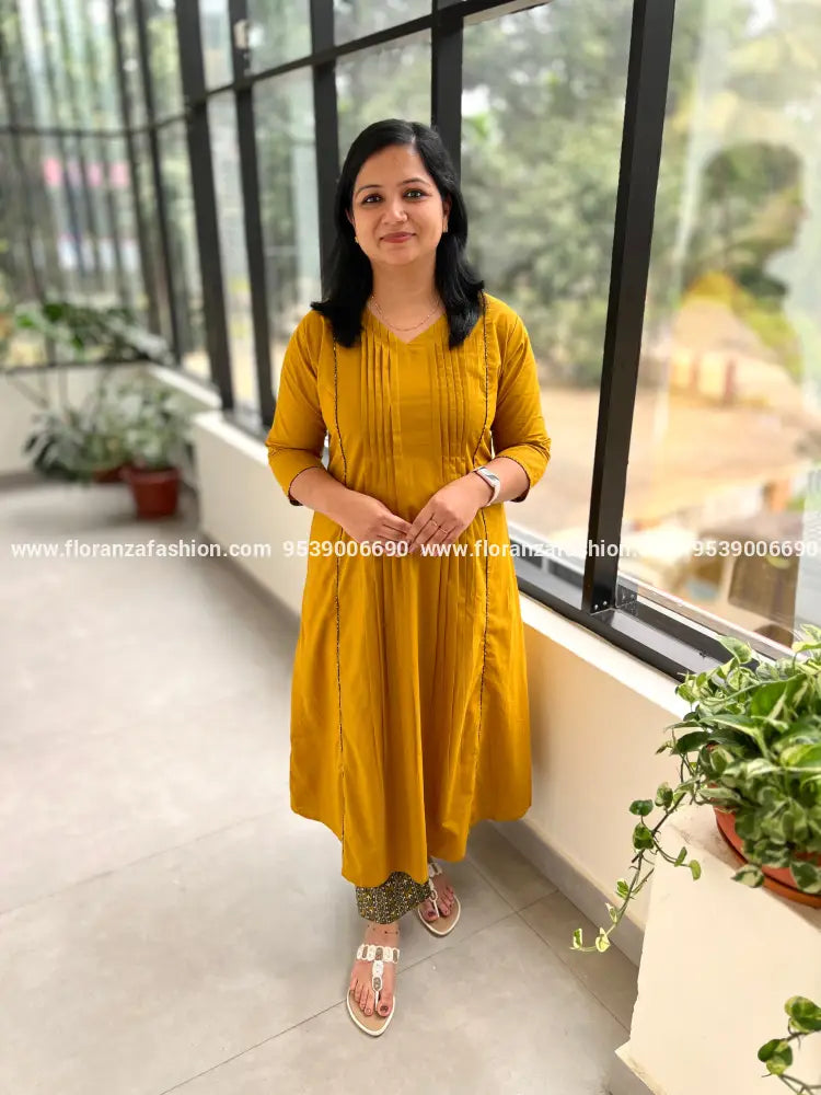 Top n Bottom Set in Cotton - Mustard Yellow (3952C) - Mustard Yellow / M