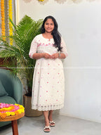 Pre-Book: Florista Onam Special Kurti in Kora Cotton With Embroidery - 3810