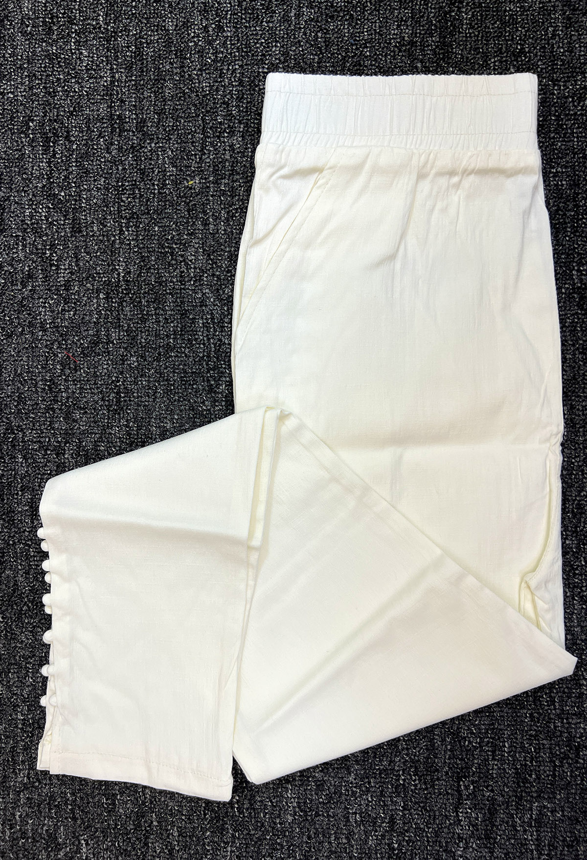 Buy White Grey Cotton Solid Cigarette Pants Online in India
